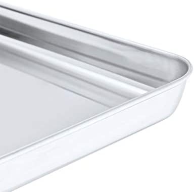 Mini Toaster Oven Tray Pan, P&P CHEF Stainless Steel Broiler Pan, Small Rectangle 9''x7''x1'', Non Toxic & Heavy Duty, Easy Clean & Dishwasher Safe