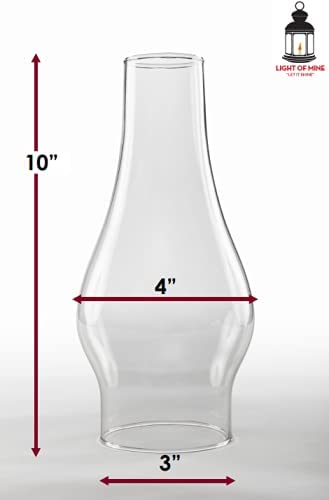 Light of Mine | 3 x 10 Oil Lamp Globe Replacement Lamp | Oil Lamp Chimney | Hurricane Lamp Glass Replacement | Clear Smooth Top Chimney