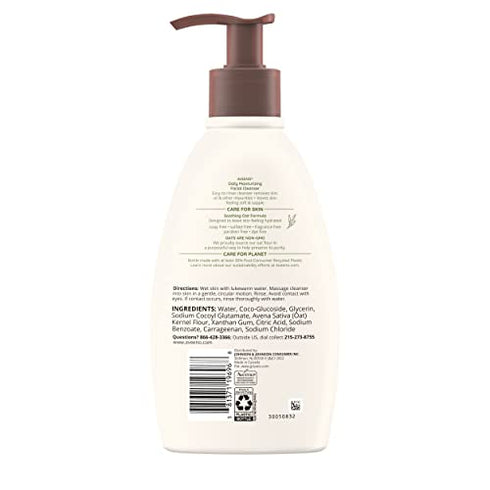 Aveeno Daily Moisturizing Facial Cleanser with Soothing Non-GMO Oat, Hydrating Face Wash for Soft & Supple Skin, Paraben-, Sulfate-, Fragrance-, Dye- & Soap-Free, 12 fl. oz