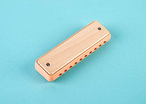 Hape Blues Harmonica | 10 Hole Wooden Musical Instrument Toy for Kids, Orange (E8917)