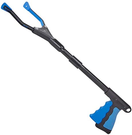 Grabber Reacher Tool - Newest Version Luxet 19 Inch Long Steel Foldable Pick Up Stick - Strong Grip Magnetic Tip - Heavy Duty Trash Picker Claw Reacher Grabber Tool for Elderly Wheelchair Mobility Aid