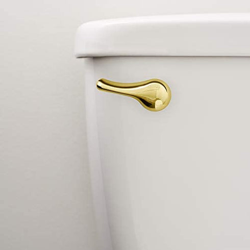 Qualihome Brass Polished Toilet Tank Flush Lever Handle, with Nut Lock, Gold Finished (Front Mount)
