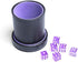 PU Leather Dice Cup Purple Velvet Lined Quiet Shaker with Lid Including 6 Purple Translucent Dice for Liars Dice Farkle Yahtzee Board Games