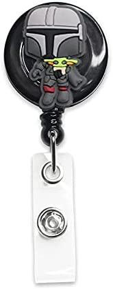4Pcs Cute Retractable ID Badge Reel, Rubber Plastic Holder Badge Reels Clip for Nurse