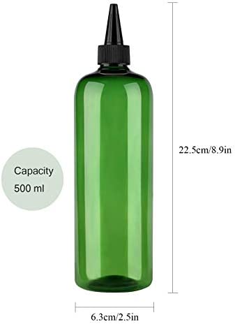 sdoot Hair Color Bottle Applicator, Applicator Bottle, 16 Ounce 2 Pack 2 Squeeze Bottle for Hair PET Plastic Refillable Bottles with Twist Top Cap- Green and Blue