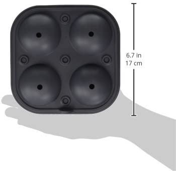 W&P Peak Silicone Sphere Ice Mold w/ Cover | Charcoal | Easy to Remove | Round Cocktail Whiskey Drink Ice Maker | Food Grade Premium Silicone | Dishwasher Safe, BPA Free