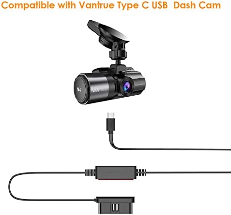 VANTRUE 10ft Type C USB OBD Hardwire Charger Cable N4, N2 Pro(2023), E1, E1 Lite, E2, E3, S2-3CH, S2-2CH, N2S, X4S, N1 Pro(2023), T3 Dash Cam and Other Type C USB Power Port Dash Cams