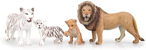 TOYMANY 8PCS 2-5" Plastic Jungle Animals Figure Playset Includes Baby Animals, Realistic Lion,Tiger,Cheetah,Black Panther Figurines with Cub, Cake Toppers Christmas Birthday Toy Gift for Kids Toddlers