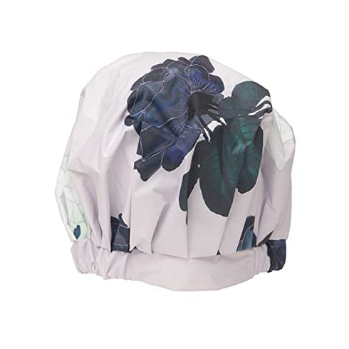 Kitsch Luxury Reusable Shower Cap for Women - Waterproof & Stylish Bonnet for Curly Hair & Long Hair - One Size Fits Most Shower Caps with Anti Slip Silicon Grip | Hair Cap for Shower (Floral)