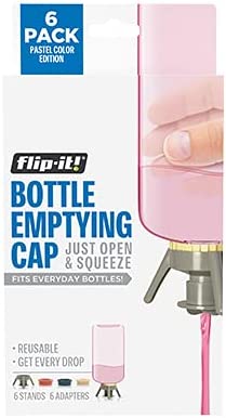 Flip-It! Bottle Emptying Kit - Flip Bottle Upside Down to Get Every Drop Out of Lotions, Shampoos and Kitchen Condiments (6 Pack, Pastel Color Edition)