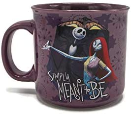 Silver Buffalo Disney Nightmare Before Christmas Simply Meant to Be Jack and Sally Ceramic Camper Style Mug, 20 Ounces