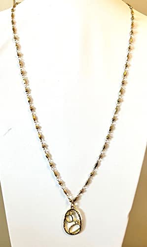 Hidden Hollow Beads Trendy Made in USA, Women's Fashion Lanyard ID Badge Holder, 34" Long, Holds Keys and Badge (Gold Round Pendant)
