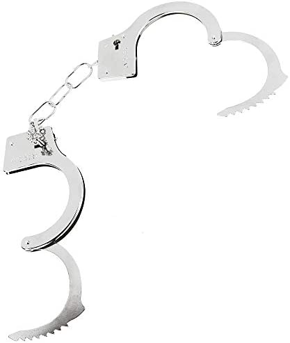 Skeleteen Metal Handcuffs with Keys - Toy Police Costume Prop Accessories Metal Chain Hand Cuffs with Safety Release and Key