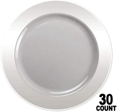 Premium Quality Heavyweight Plastic Plates China Like. Wedding and Party Dinnerware Plastic Plates 9 inch, Crystal Clear - Value Pack 30 Count