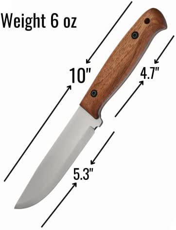 BPS Knives Adventurer - Bushcraft Knife - Fixed-Blade Carbon Steel Knife with Leather Sheath and Firestarter - Outdoor Full Tang Knife - Camping Knives - Survival Tactical Camp Knife - Utility Knife