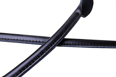 Wento Pair 24'' Genuine Leather Purses Straps with Ear Shape End,Punch Hole Ready,Real Leather Bag Handles,Replacement Purse Straps,Handbag Bag Wallet Straps WT0003 (24'', Black)…