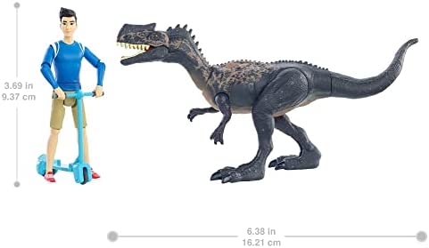 Jurassic World Human & Dino Pack Kenji & Monolophosaurus Action Figures, Segway Accessory, Camp Cretaceous Movable Joints & Authentic Sculpt, Kids Gift Ages 4 Year & Older