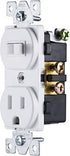 GE Wall Switch & Outlet Combo, Two-in-One Receptacle, 1 On/Off Toggle Power Switch, 1 Grounded AC Outlet Wall Plug, Single Pole, 3 Prong, 15 Amp, UL Listed, White, 59797
