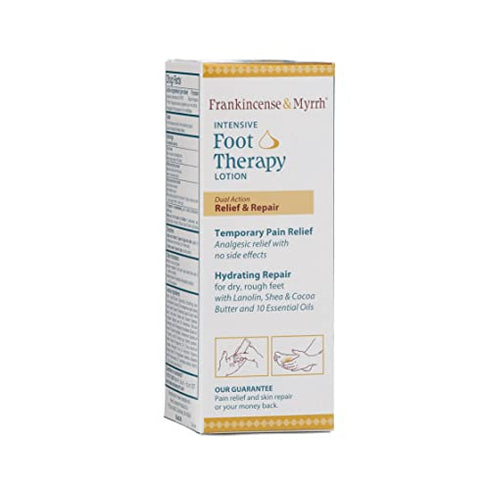 FRANKINCENSE & MYRRH Foot Pain Relief Lotion - Intensive Foot Therapy - Dual Action Neuropathy Pain Relief Cream and Hydrating Skin Repair with Essential Oils, 3 Ounce (Pack of 1)