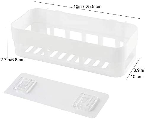 Laigoo 2 Pack Adhesive Bathroom Shelves Organizer Shower Caddy, Strong Plastic No Drilling Wall Shower Shelves Floating Shelf Vanity Organizer Basket(White)