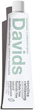 Davids Nano Hydroxyapatite Natural Toothpaste, Sensitive, Whitening, Enamel Health, Fluoride Free, SLS Free, Peppermint, 5.25 oz Metal Tube, Tube Roller Included