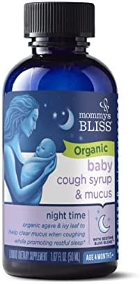 Mommy's Bliss Organic Baby Cough Syrup & Mucus Night Time, Contains Organic Agave and Ivy Leaf, Made for Babies 4 month+, 1.67 Fluid Ounces