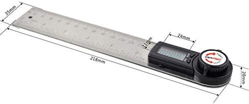 GemRed 82305 Digital Angle Finder Protractor (Stainless steel, 7inch/200mm) (Black Button)