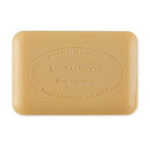 Pre de Provence Artisanal Soap Bar, Enriched with Organic Shea Butter, Natural French Skincare, Quad Milled for Rich Smooth Lather, Sandalwood, 8.8 Ounce