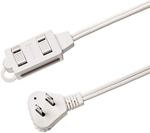 Amazon Basics 3-Foot 2-Prong Indoor Extension Cord Power Strip - Flat Plug - 13 Amps, 1625 Watts, 125 VAC - 2-Pack, White