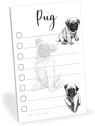 Pug Puppies Sticky to Do List Notepad - Dog Sticky Notes Stationary School Office Supplies for Girls and Pug Mom | Pug Gifts for Pug Lovers | 4" x 6" 50 Pages