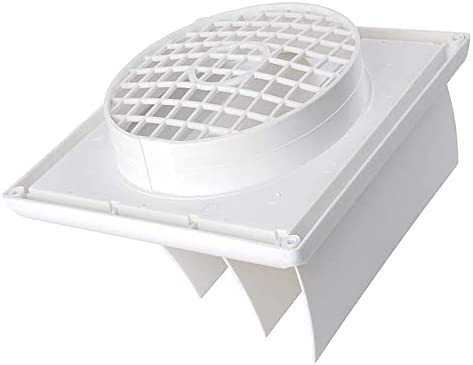 Dryer Vent Cover Outdoor 6 inch, Exterior Wall Vent Cover,White Louvered Outdoor Dryer Vent Cover (8'' x 8 '')