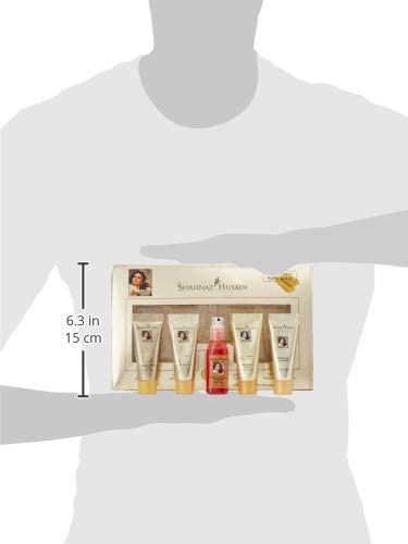 Shahnaz Husain 24 Carat Gold Skin Radiance Timeless Youth Kit with Exfoliating Scrub, Radiance Gel, Moisturizing Cream, and Mask (4 x 10 gm)