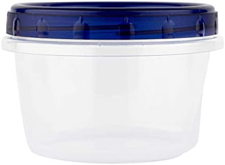 PLASTICPRO Twist Top Deli Containers Clear bottom With blue Top Twist on Lids Reusable, Stackable, Food Storage Freezer Container (6, 4 OUNCE)