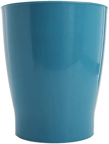 iDesign Round Plastic Waste Basket, The Franklin Collection – 7.7" x 7.7" x 9.1", Teal Blue