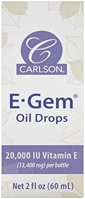Carlson - E-Gem Oil Drops, 20000 IU Vitamin E, All-Natural, Moisturizes & Nourishes Skin, 2 fl oz