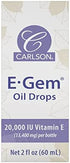 Carlson - E-Gem Oil Drops, 20000 IU Vitamin E, All-Natural, Moisturizes & Nourishes Skin, 2 fl oz