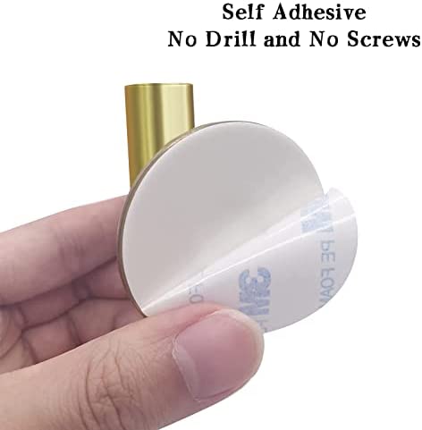 Biomoty Brushed Gold Adhesive Wall Hooks 2 Packs, Heavy Duty Sticky Towel Hooks for Bathroom Kitchen Door, Wall Mounted Stick on Hook for Coat Towels Keys Robe (Gold)