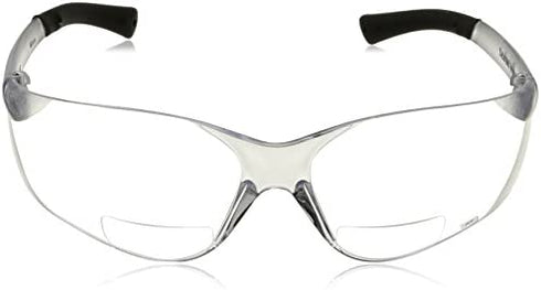 Crews BKH20 BearKat Magnifier Polycarbonate 2.0 Diopter Clear Lens Safety Glasses with Non-Slip Hybrid Black Temple Sleeve, 1 Pair