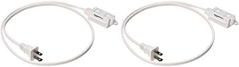 Amazon Basics 3-Foot 2-Prong Indoor Extension Cord Power Strip - Standard Plug - 13 Amps, 1625 Watts, 125 VAC - 2-Pack, White