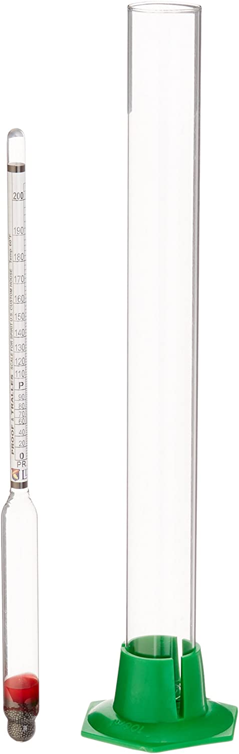 Naruekrit R3-XIKQ-AD0G Proof and Tralle Hydrometer with 12' Glass Test Jar