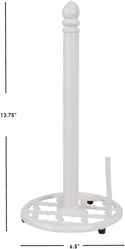Home Basics Lattice Collection Cast Iron Paper Towel Holder (White)