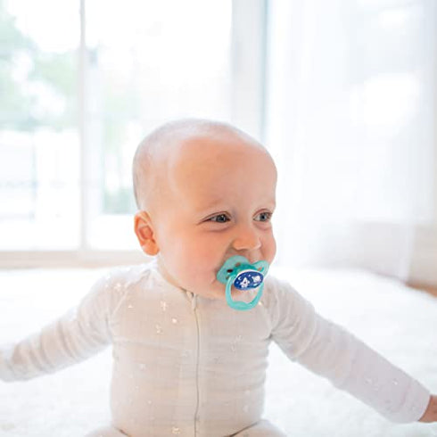 Dr. Brown's Advantage Symmetrical Pacifier with Air Flow and Pacifier Clip - Blue - 2-Pack - 0-6m