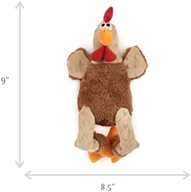 goDog Action Plush Rooster Animated Squeaky Dog Toy, Chew Guard Technology - Brown, One Size