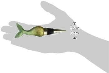 Blush Siren Bottle Stopper, Mermaid Tail Wine Bottle Stopper, Fits Standard Wine Bottles, Wine Preserver, Green, Set of 1