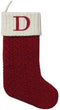 MFT St. Nicholas Square 21-inch Monogram Embroidered Initial Cable Knit Red Christmas Holiday Stocking Letter D