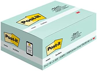 Post-it Notes, 1.5x2 in, 24 Pads, America's #1 Favorite Sticky Notes, Beachside Café Collection, Pastel Colors, Clean Removal, Recyclable (654-14AU)