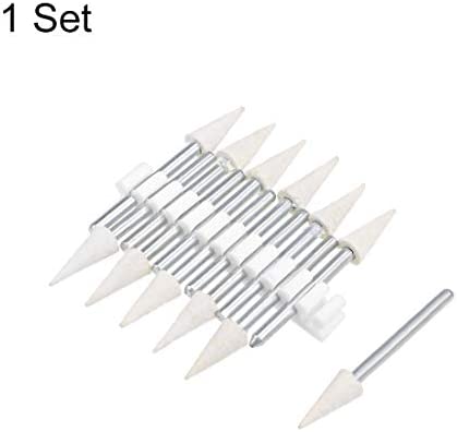 uxcell 6mm Wool Felt Mounted Points Conical Polishing Bits Burrs Buffing Wheels with 1/8" Shank 12 Pcs