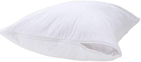 Kingnex Feather Proof Pillow Protectors King Size with Zipper Set of 2 - 100% Waterproof - Down Proof - Bamboo Terry Surface