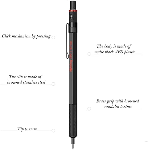 rOtring 1904727 500 0.7mm Mechanical Pencil, Black (502507N)