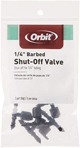 Orbit 67404 5-Pack 1/4-Inch Barb Shut-Off Valve , Black